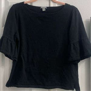 Falls Creek Black Ruffled Bell Sleeve Pullover Top
